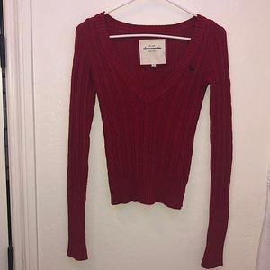 Abercrombie Red V-Neck Sweater